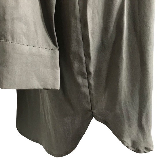 WAYF Olive Button Down Shirt Dress Lagenlook Long Sleeve Tunic Size Medium NEW - Picture 8 of 15